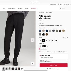 Mens Lululemon ABC Joggers
